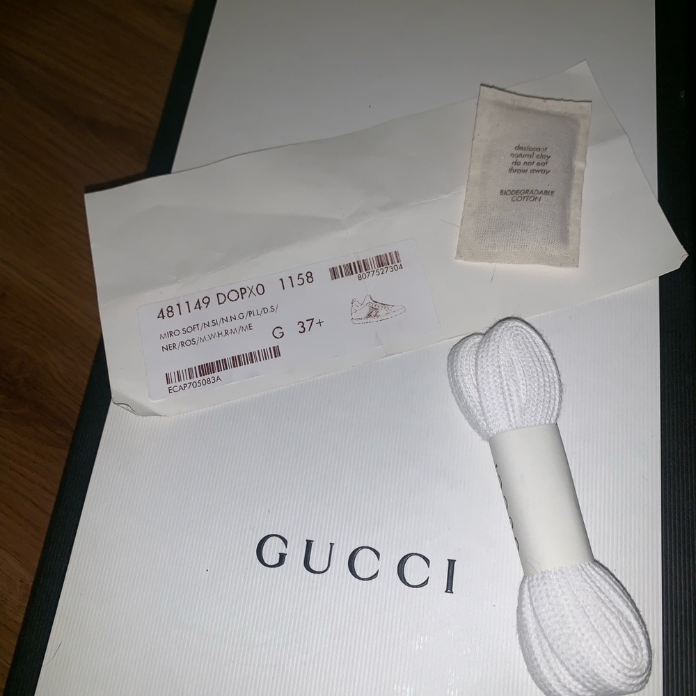 GUCCI ACE LACE & LEATHER HIGH TOP SNEAKERS - Picture 7 of 10